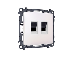 MA212110 Комплект механизма компьютерной двойной розетки RJ-45 с автоматической защитной шторкой ALFA Жемчуг QUANT (AP2121, VM189)