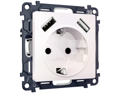 MA209010 Комплект механизма электрической розетки ALFA Жемчуг 2USB A+A 18W (быстрая зарядка) с/з QUANT (AP2090, VM155)