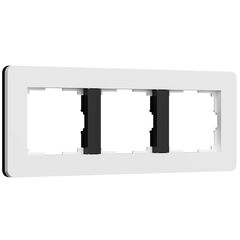 Рамка из поликарбоната на 3 поста Split белый/черный, soft-touch W0033068