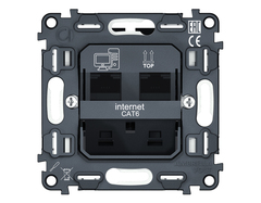 VM189 Механизм компьютерной двойной розетки RJ-45 (8P8C) CAT6 с автоматической защитной шторкой QUANT