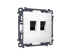MA132110 Комплект механизма компьютерной двойной розетки RJ-45 с автоматической защитной шторкой ALFA Белый матовый QUANT (AP1321, VM189)