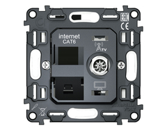 VM195 Механизм розетки компьютерной + TV оконечной RJ-45 (8P8C) CAT6/50-870 MHz 1dB с автоматической защитной шторкой QUANT