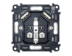 VM155 Механизм электрической розетки 2USB A+A 18W (быстрая зарядка) с/з на винтовых зажимах QUANT