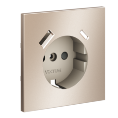Накладка для розетки с заземлением и защитными шторками, с USB A+C, S70 Metal (платина)