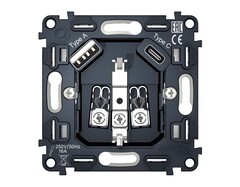 VM160 Механизм электрической розетки 2USB A+C 20W (быстрая зарядка) с/з на винтовых зажимах QUANT