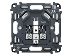 VM165 Механизм электрической розетки 2USB С+C 20W (быстрая зарядка) с/з на винтовых зажимах 16A-250V QUANT