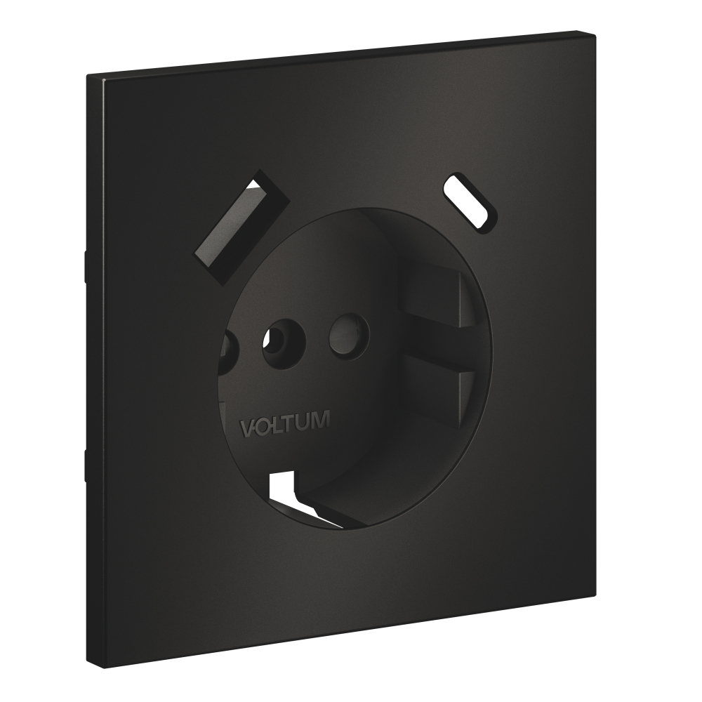 Накладка для розетки с заземлением и защитными шторками, с USB A+C, S70 Metal (антрацит)