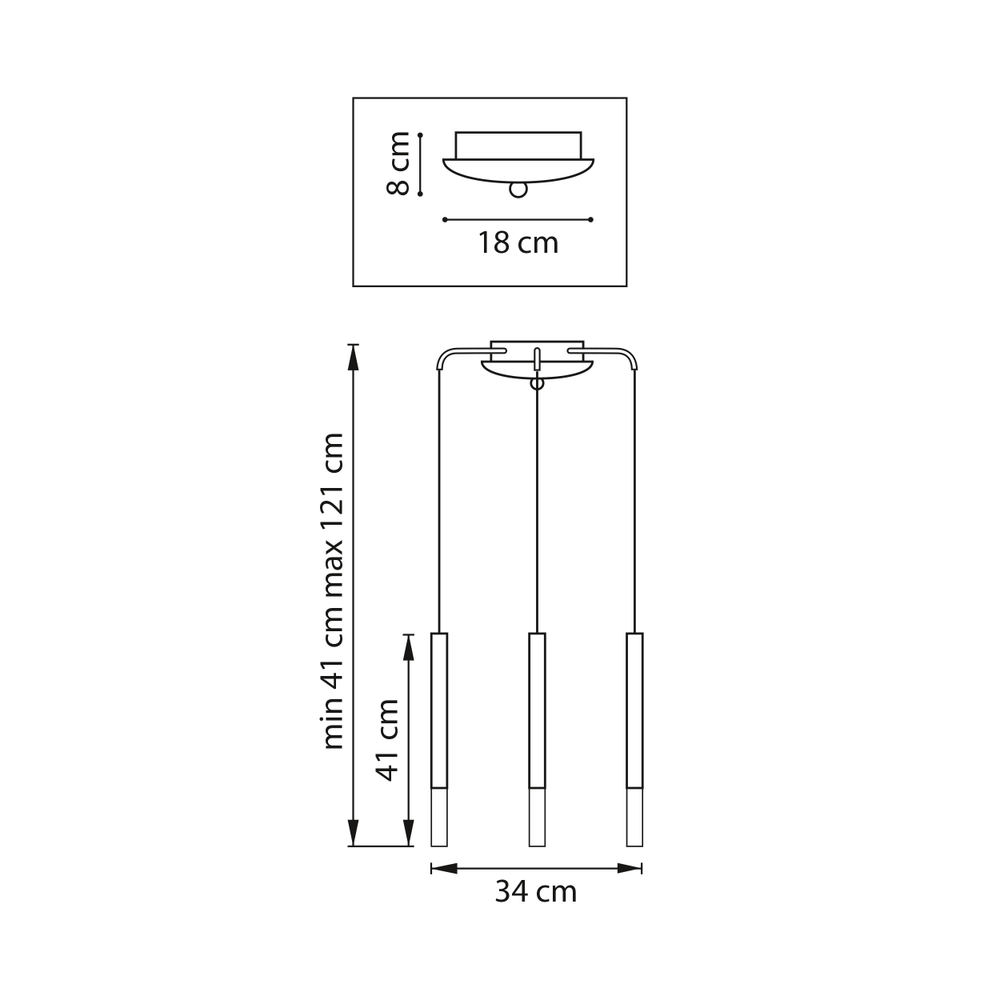 L3T747143 Люстра TUBO LED 15W 840LM 360G ЗОЛОТО 4000K (574713+747143 (3шт)