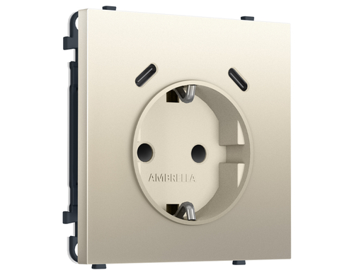 Купить MS550510 Комплект механизма электрической розетки SIGMA Шёлк 2USB С+C 20W (быст. зар.) с/з с/ш 16A-250V QUANT PRO (SP5505, PR165)