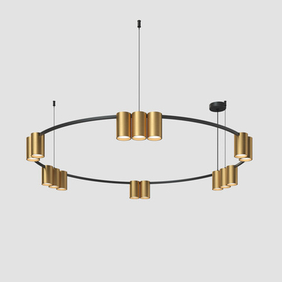 DK4067-BK+SG Подвесной светильник ORBIT, IP20, 15xGU10 LED, до 15 Вт, черный + сатинированное золото, алюминий
