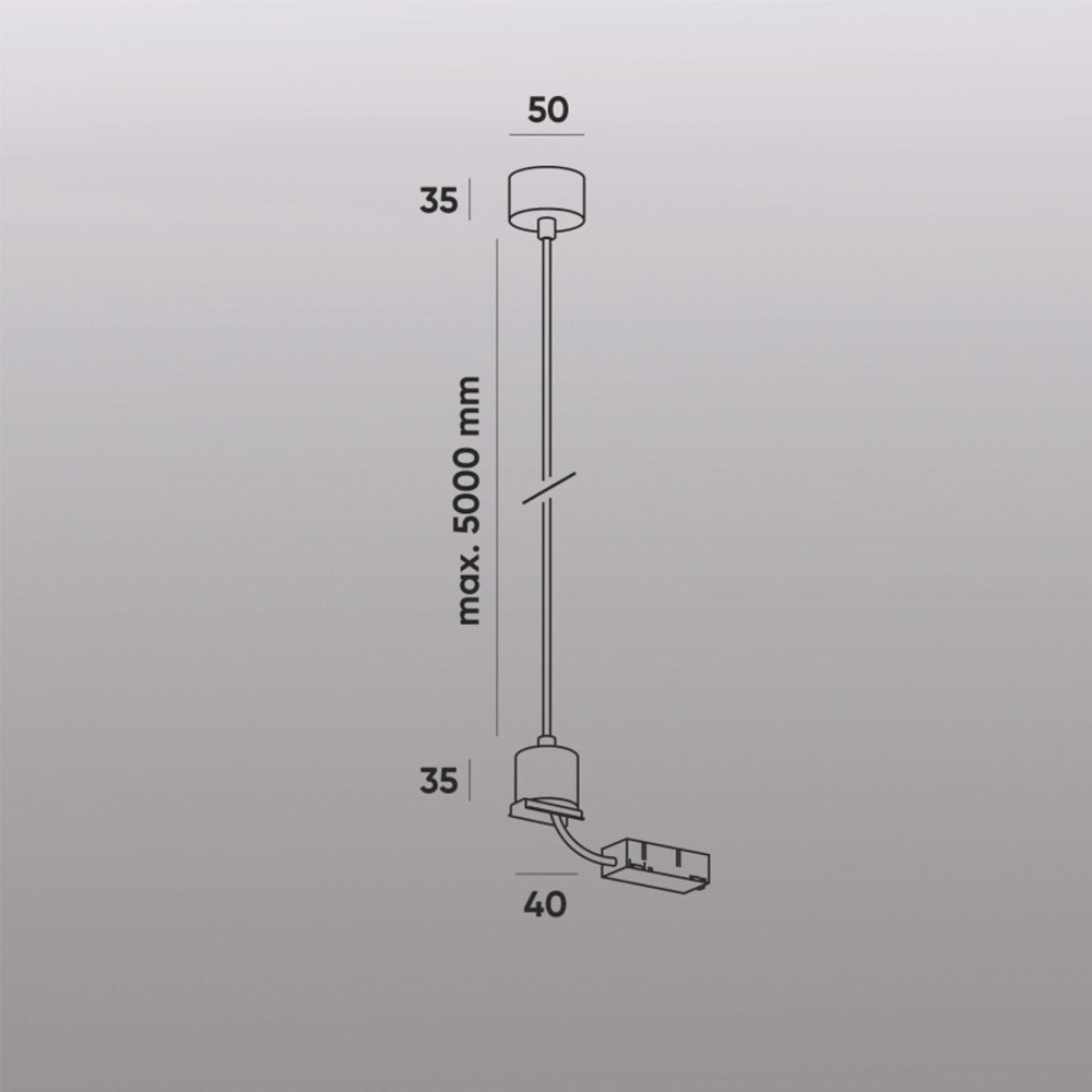 TR2124-BK Подвод питания для подвесного монтажа трека SMART BASE, АС 220-240V, IP20, 5м, черный, алюминий