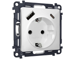 MA130010 Комплект механизма электрической розетки ALFA Белый матовый 2USB A+C 20W (быстрая зарядка) с/з QUANT (AP1300, VM160)