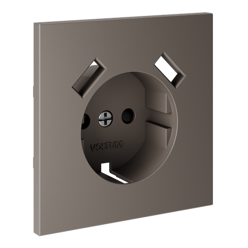 Купить Накладка для розетки с заземлением и защитными шторками, с USB A+A, S70 (капучино)