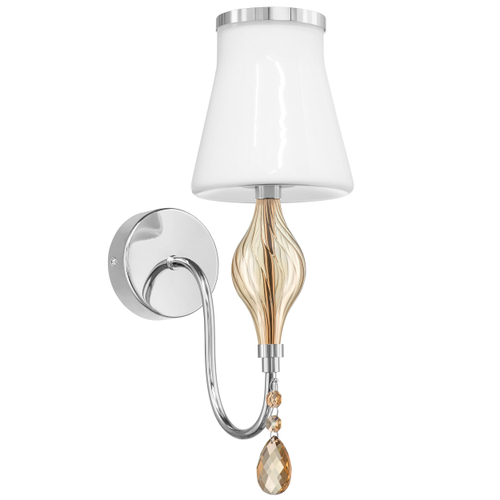 Купить 806610 Бра ESCICA 1х40W E14 БЕЛЫЙ/КОНЬЯК/ХРОМ