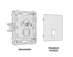 MA132010 Комплект механизма компьютерной розетки ALFA Белый матовый RJ-45(8P8C) CAT6 с шторкой QUANT (AP1320, VM188)