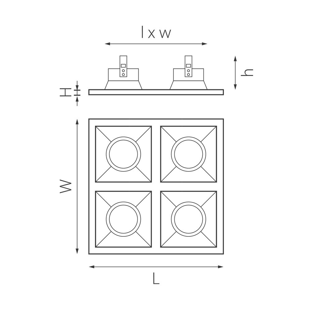 D54606060606 Светильник DOMINO QUADRO МR16 (214546+214506+214506+214506+214506)