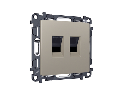 Купить MA372110 Комплект механизма компьютерной двойной розетки RJ-45 с автоматической защитной шторкой ALFA Серо-бежевый матовый QUANT (AP3721, VM189)