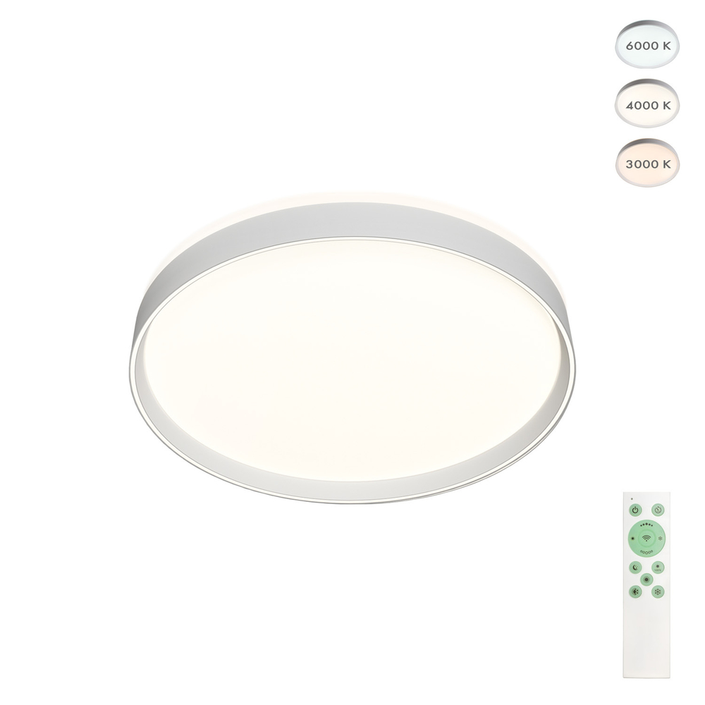 DK6511-WH Накладной светильник, LED, 50W, IP 20, 3000K - 6500K, белый, металл, полимер