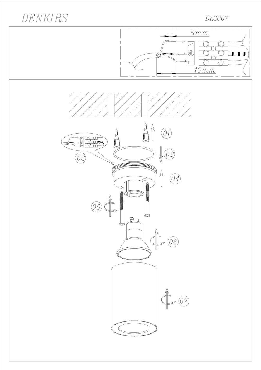 DK3007-WH Накладной светильник влагозащ., IP 44, 15 Вт, GU10, белый, алюминий