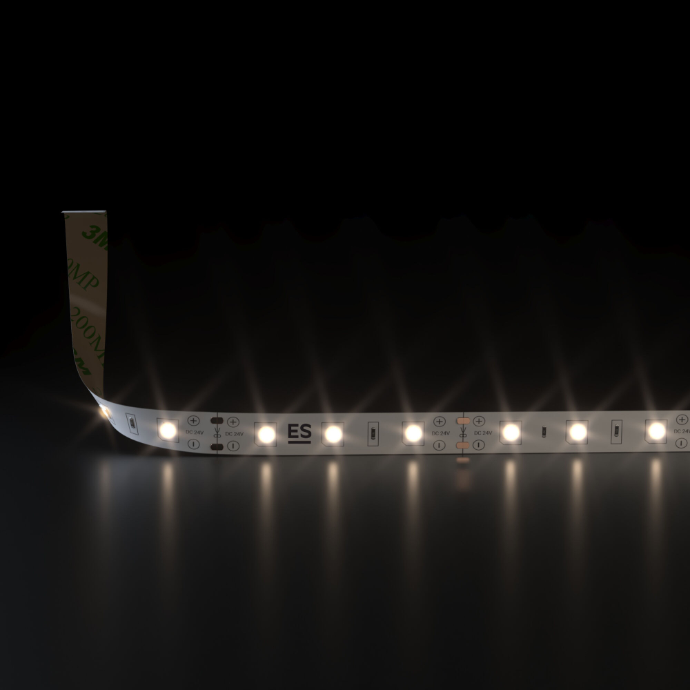 Светодиодная лента 24 В 4,8 Вт/м 60 Led/м 2835 IP20, теплый белый 3300K, 5 м Лента светодиодная 24V 4,8W 60Led 2835 IP20 теплый белый, 5м