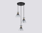 TR3408/3 BK/FGD/SM черный/золото/дымчатый E27/3 max 60W D345*1000