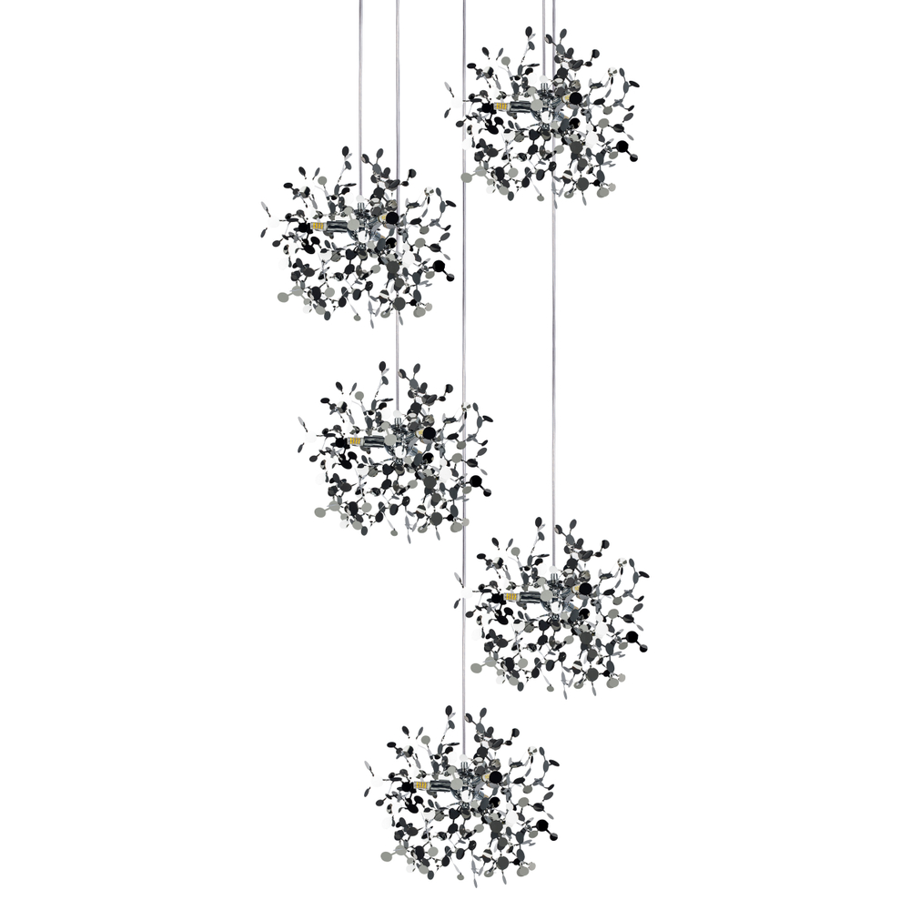 L5PR721134 Подвес пятерной круглый EXTRA 5x3x5W(led) G9  (721134 - 5 + 572154 -1) ХРОМ