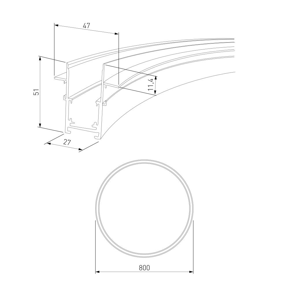 Slim Magnetic Встраиваемый радиусный шинопровод черный ⌀ 800мм 85158/00 85158/00