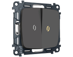 MO904030 Комплект механизма 2-кл проходного выключателя с подсветкой 3200K OMEGA Графит мягкое касание QUANT (OP9040, VM120, G22Y)