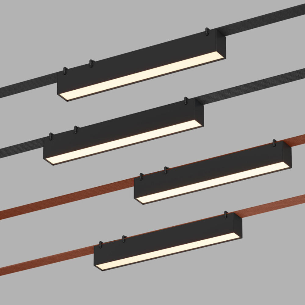 DK5575-BK Cветильник для трека-ремня Belty, серия Linear, со светодиодом, L323*W40*H45мм, 48V DC, 12W, RA90, 120°, 3000K, IP20, черный, алюминий