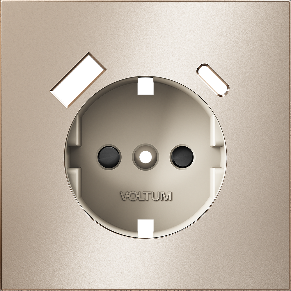Накладка для розетки с заземлением и защитными шторками, с USB A+C, S70 Metal (платина)
