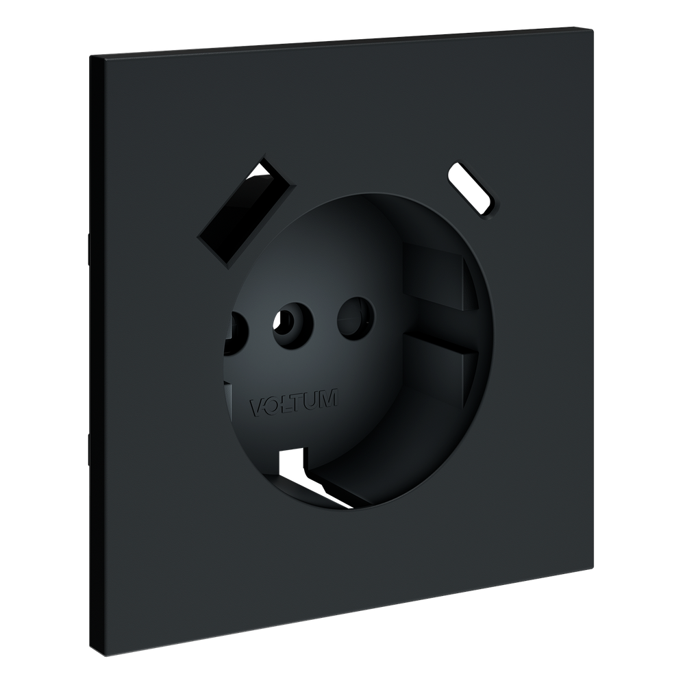 Накладка для розетки с заземлением и защитными шторками, с USB A+C, S70 (графит)