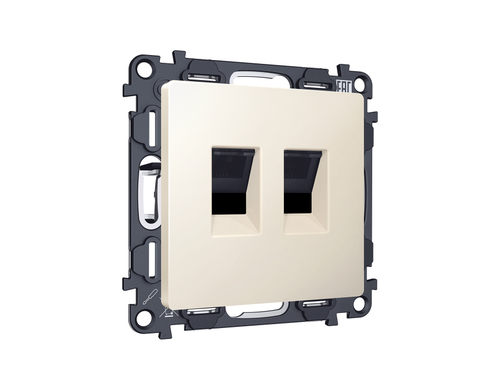 Купить MA332110 Комплект механизма компьютерной двойной розетки RJ-45 с автоматической защитной шторкой ALFA Бежевый матовый QUANT (AP3321, VM189)