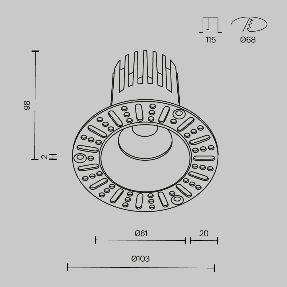 Встраиваемый светильник Technical DL121-15W-2.7K-TRS-B