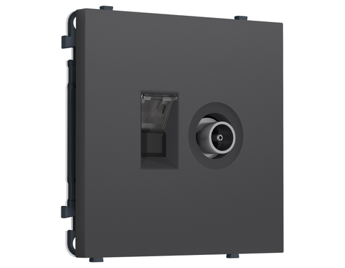 Купить MS912510 Комплект механизма розетки компьютерной + TV оконечной SIGMA Графит Мягкое касание RJ-45 CAT6/50-870MHz 1dB с/ш QUANT PRO (SP9125, PR195)