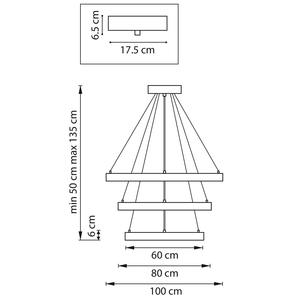 748227 Люстра SATURNO LED 132W 11000LM 70G ЧЕРНЫЙ 3000-6000K