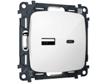 MO111010 Комплект механизма розетки OMEGA Белый глянец 2USB A+C 20W (быстрая зарядка) QUANT (OP1110, VM177)