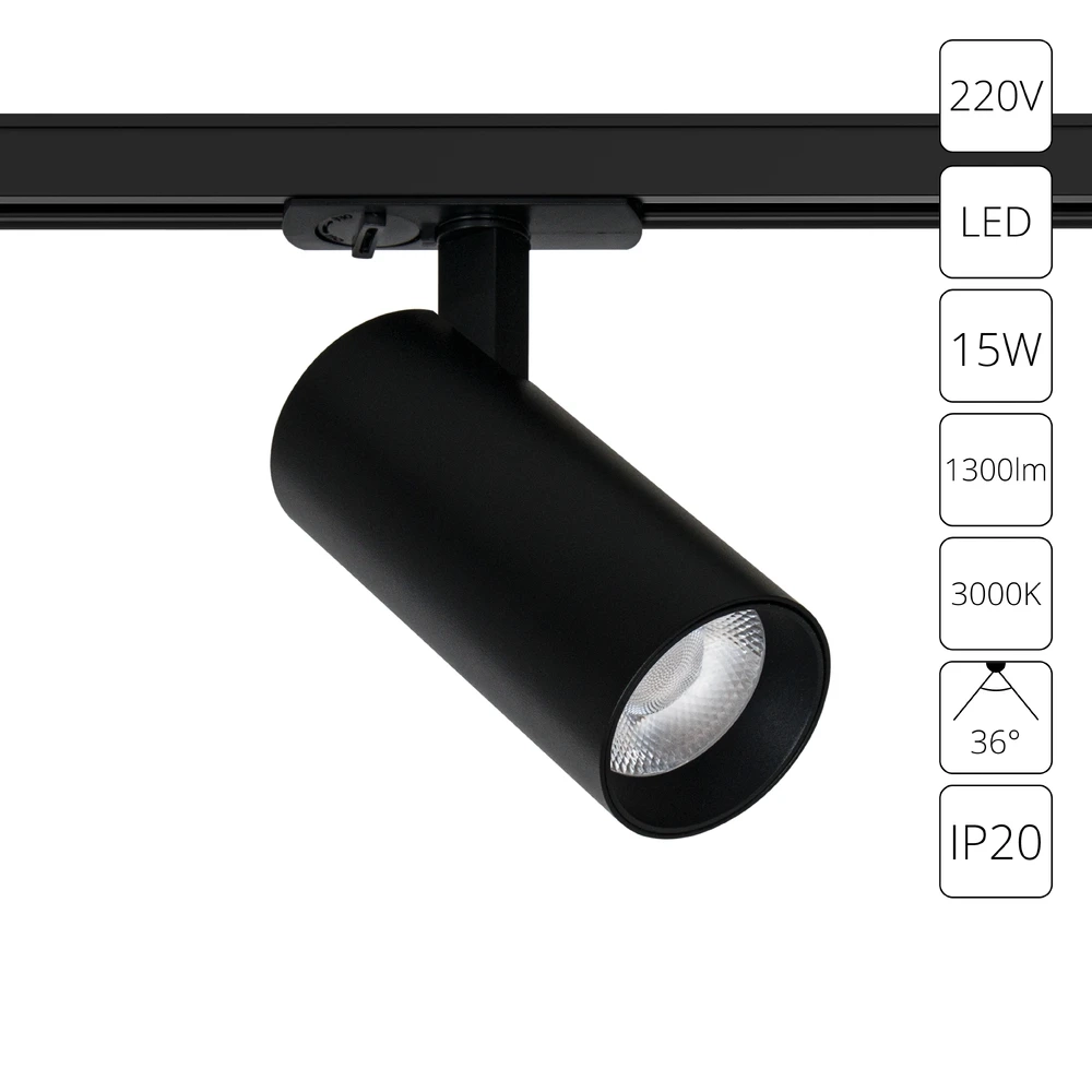 Трековый светильник Arte Lamp BENE A1936PL-1BK