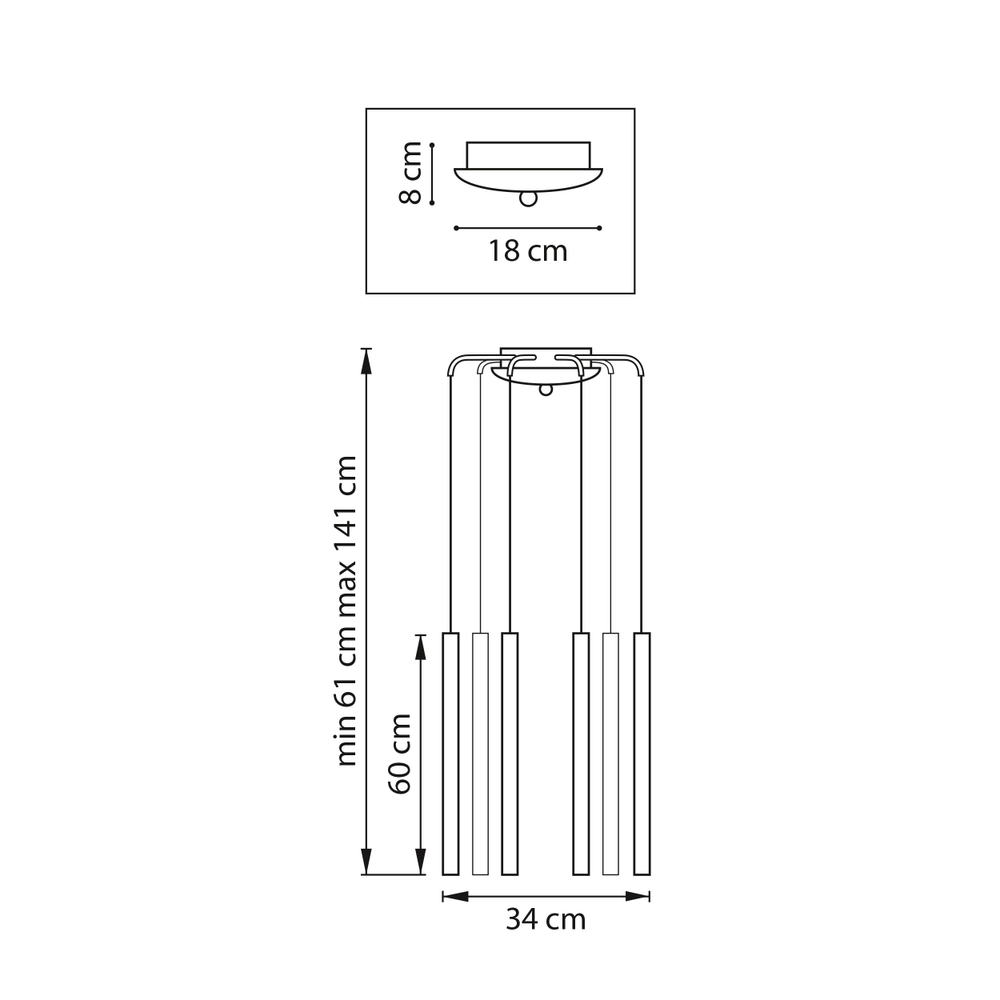 L8T747333 Люстра TUBO LED 40W 2400LM 25G ЗОЛОТО 3000K (574733+747333 (8шт)