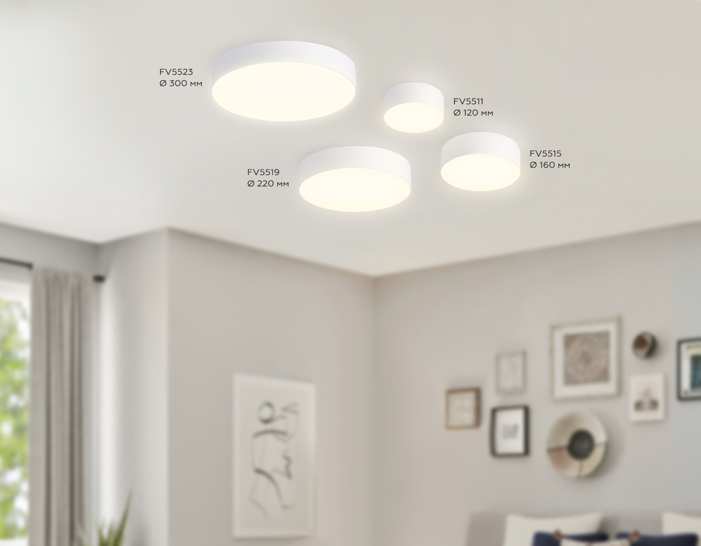 FV5511 WH белый LED 15W 3000K D120*58 (Без ПДУ)