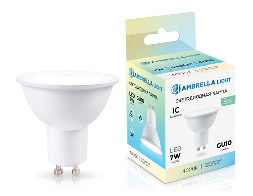 Купить 190714 LED MR16 7W IC GU10 4000K 175-265V 38°