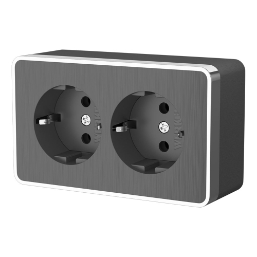 Купить Розетка двойная с заземлением Gallant графит рифленый W5072104