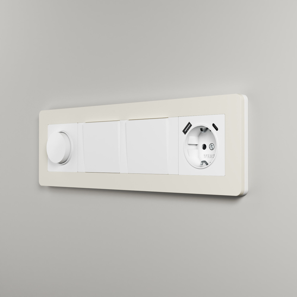 Рамка из поликарбоната на 4 поста Split айвори/белый, soft-touch W0043066