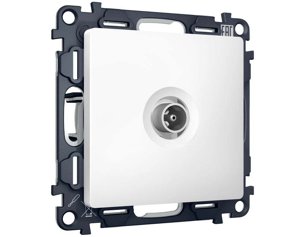 MA133010 Комплект механизма TV розетки оконечной ALFA Белый матовый 50-870 MHz 1dB QUANT (AP1330, VM202)