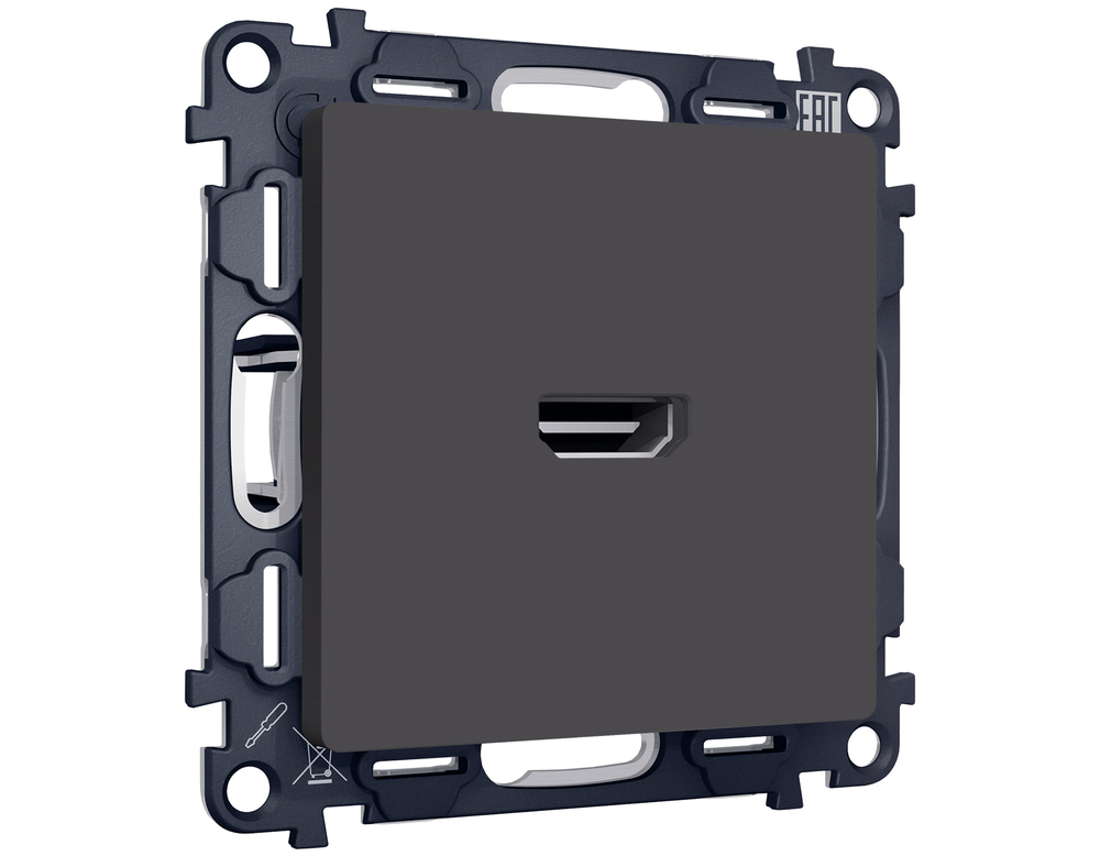MA914010 Комплект механизма розетки HDMI 2.0 ALFA Графит мягкое касание 40V/500mA 2.0GHz 5-18Gbit/s QUANT (AP9140, VM222)