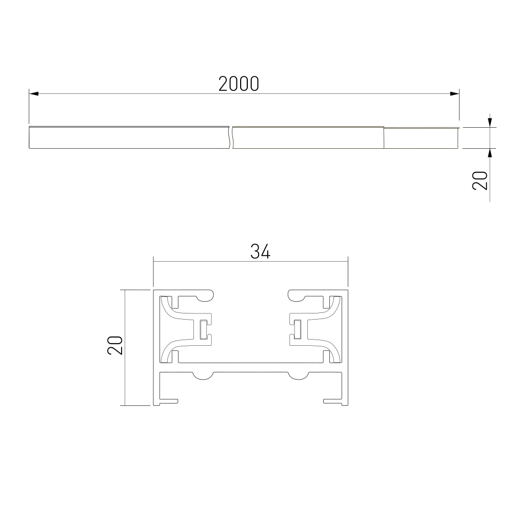 Однофазный шинопровод черный 2м 85080/00