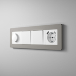 Рамка из поликарбоната на 4 поста Split дымчатый/белый, soft-touch W0043067