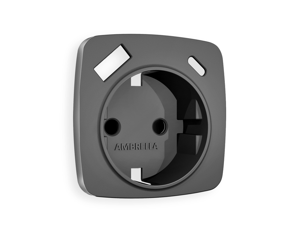 OP6600 Лицевая панель OMEGA (Антрацит серый) для электрической розетки с/з со шторками 2USB A+C QUANT