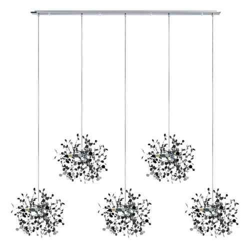 Купить L5PL721134 Подвес пятерной линейный EXTRA 5x3x5W(led) G9  (721134 - 5 + 572164 -1) ХРОМ