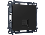 MA812010 Комплект механизма компьютерной розетки ALFA Черный матовый RJ-45(8P8C) CAT6 с шторкой QUANT (AP8120, VM188)