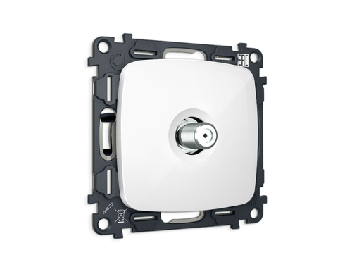 Купить MO113050 Комплект механизма TV розетки SAT 5-2400MHz 3.5dB OMEGA Белый глянец QUANT (OP1130, VM215)
